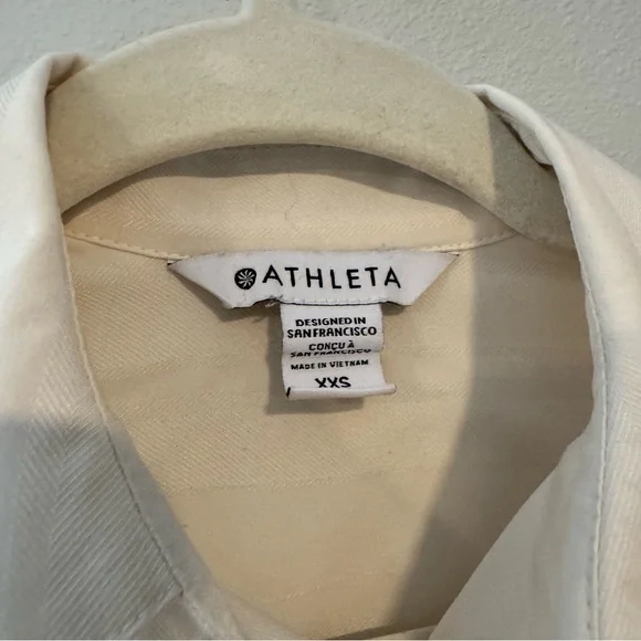 NWT Athleta Urbanite Textured Top, Tide Stripe Sea Salt Blouse Sz XXS #983101 - Picture 3 of 9